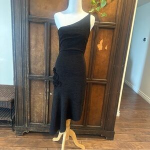 Jessica McClintock Gunne Sax black one shoulder dress 3